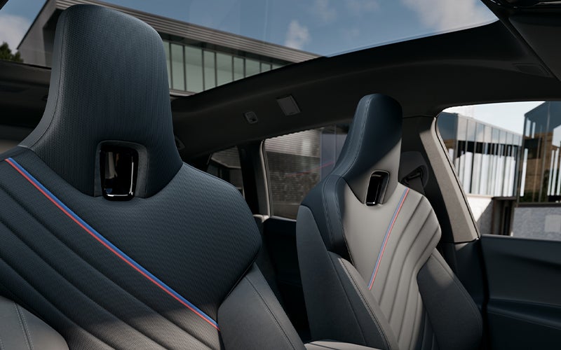 Interior seats and upholstery of the BMW iX M70. | BMW of Allentown in Allentown PA